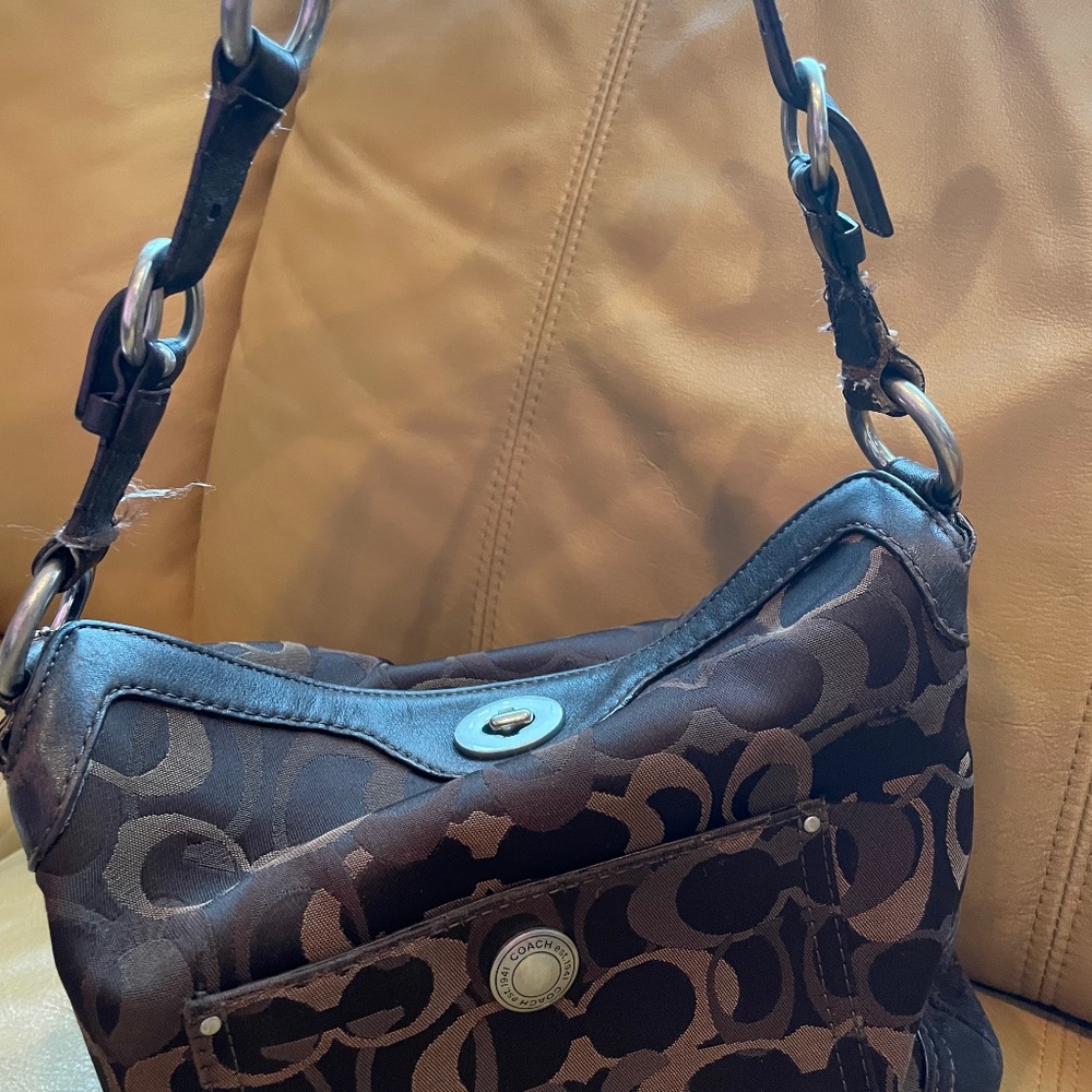 Dark brown coach medium hobo bag